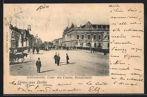 AK Berlin, Schlossbrücke, Unter den Linden, Ruhmeshalle