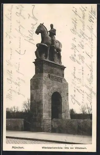 AK München, Wittelsbacherbrücke mit Denkmal Otto von Wittelsbach