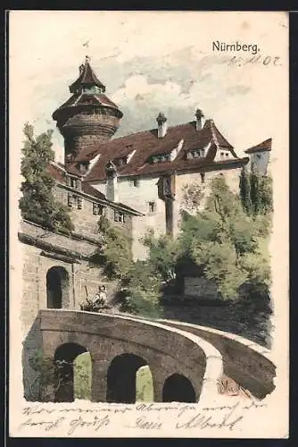 Künstler-AK Nürnberg, Eingang zur Burg