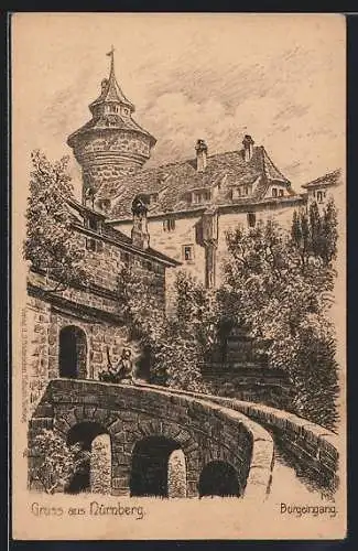 Lithographie Nürnberg, Burgeingang