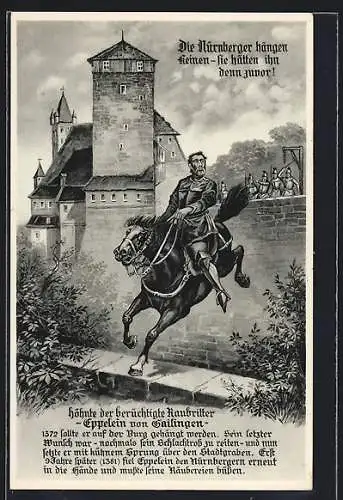 AK Nürnberg, Raubritter Eppelein von Gailingen flüchtet aus der Stadt