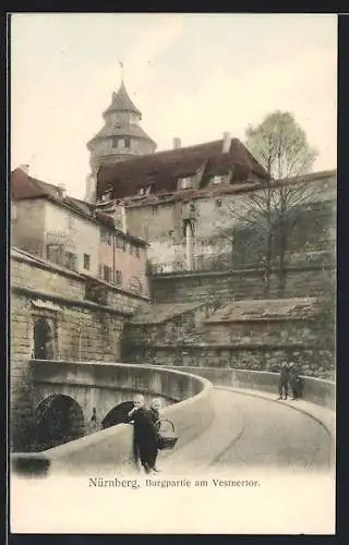 Künstler-AK Nürnberg, Burgpartie am Vestnertor