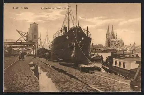 AK Köln, Hafen mit Segelschiffen