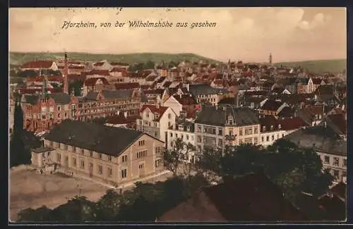 AK Pforzheim, Gesamtansicht von der Wilhelmshöhe aus