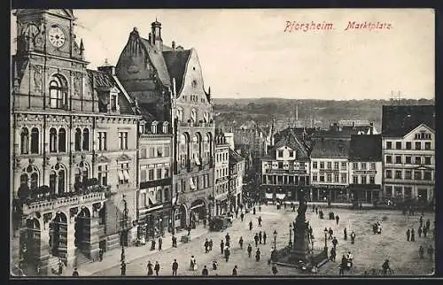 AK Pforzheim, Kaufhaus der Gebrüder Schmidt am Marktplatz