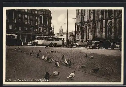 AK Köln, Domplatz mit Domtauben