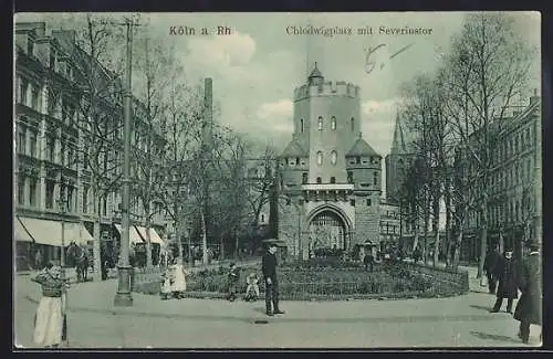 AK Köln a. Rh., Chlodwigplatz mit Severinstor