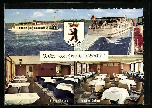 AK Berlin-Zehlendorf, Innen- & Aussenansichten der MS  Wappen von Berlin 