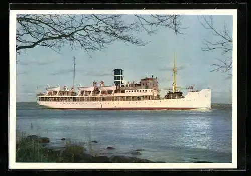 AK Dampfer SS Wellamo in Fahrt, Uferblick