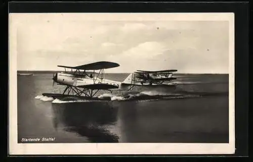 AK Startende Staffel Wasserflugzeuge