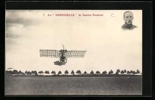 AK Flugzeug La Demoiselle de Santos Dumont