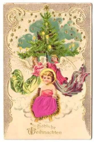 Lithographie Veselé vánoce, Weihnachtsengel