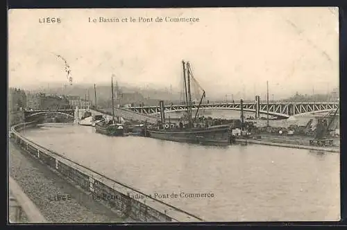 AK Liége, Le Bassin et le Pont de Commerce