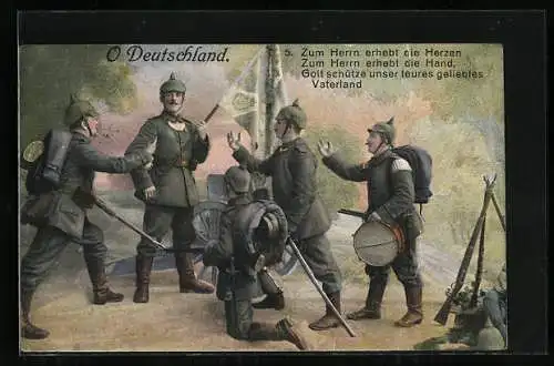 Künstler-AK Deutsche Infanterie mit Fahne