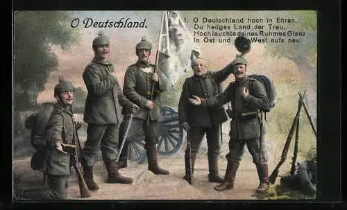 Künstler-AK Deutsche Infanterie mit Fahne