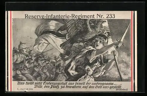 AK Infanterie-Regt. Nr. 401, Germania treibt die Soldaten mit Pickelhauben zum Angriff an