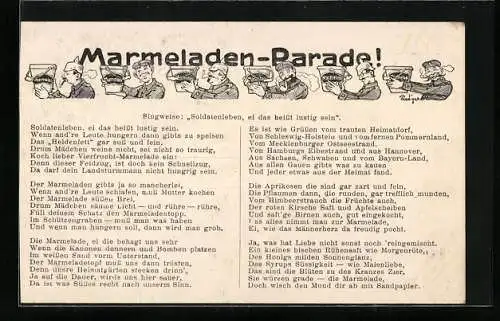 AK Soldaten bei der Marmeladen-Parade, mit Liedtext