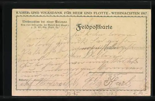 AK Weihnachten bei einer Kolonne im Pferdestall