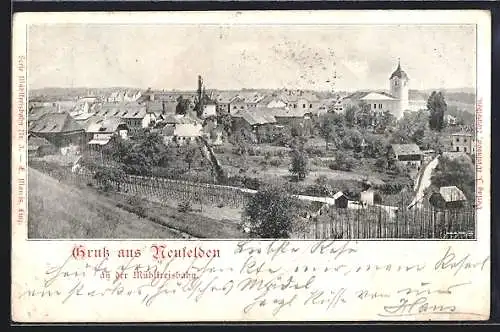 AK Neufelden an der Mühlkreisbahn, Ortsansicht mit Kirche