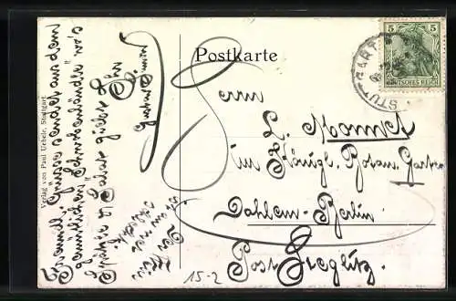 AK Stuttgart, Zeppeline über der Stadt 1908