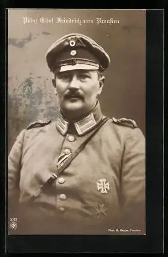 AK Prinz Eitel Friedrich von Preussen in Uniform mit Orden Eisernes Kreuz