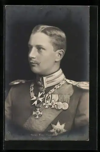 AK Prinz Eitel Friedrich von Preussen in Uniform mit Orden