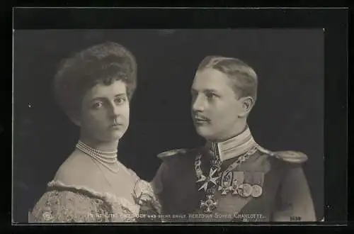 AK Prinz und Prinzessin Eitel Friedrich als Brautpaar