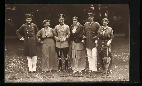 AK Kronprinz Wilhelm von Preussen, Kronprinzessin Cecilie, Prinz Eitel Friedrich & Prinz August Wilhelm