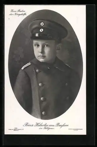 AK Portrait Prinz Hubertus in Uniform mit Schirmmütze