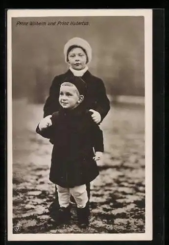 AK Prinz Wilhelm und Prinz Hubertus im Kindesalter