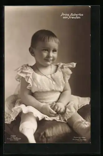 AK Prinz Hubertus von Preussen als Kleinkind mit Kette im Kleid