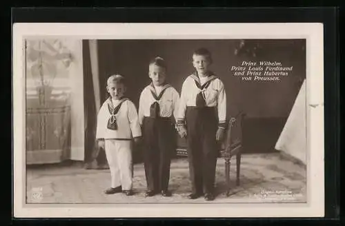 AK Prinz Hubertus, Prinz Louis Ferdinand und Prinz Wilhelm als Knaben