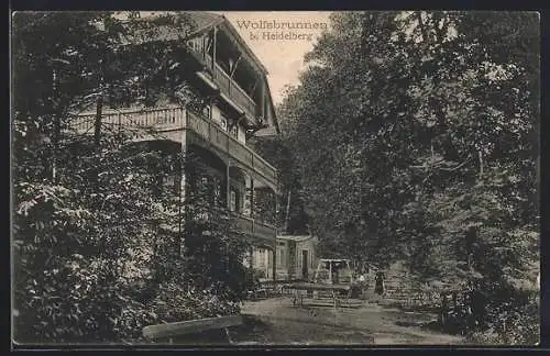 AK Heidelberg, Blick auf Gasthaus Wolfsbrunnen