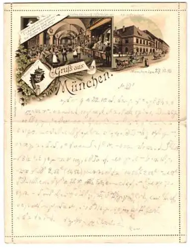 Klapp-Lithographie München, Das Hofbräuhaus mit belebter Innenansicht