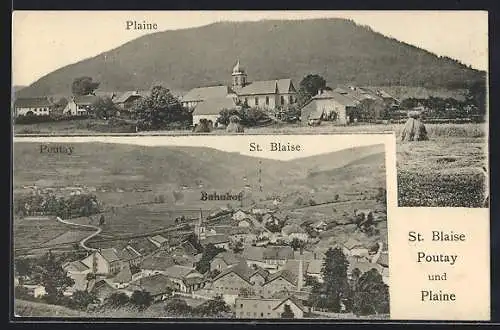 AK Plaine, Ortsansicht mit Putay und St. Blaise, Teilansicht