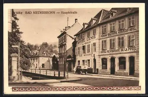 AK Bad Niederbronn, Hauptstrasse mit Hotels