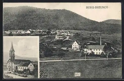 AK Burg-Breusch, Ortsansicht und Kirche