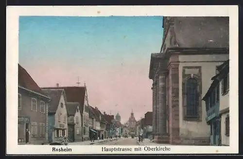 AK Rosheim, Hauptstrasse mit Oberkirche