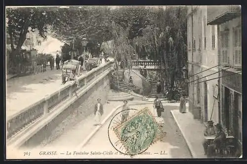 AK Grasse, La Fontaine Sainte-Cècile et le Jeu de Ballons