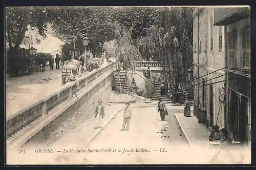 AK Grasse, La Fontaine Sainte-Cècile et le Jeu de Ballons