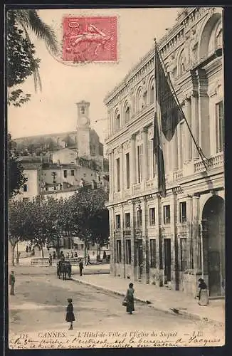 AK Cannes, L`Hotel-de-Ville et L`Èglise du Suquet