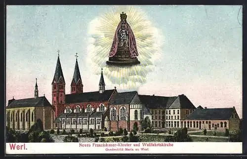 AK Werl, Neues Franziskaner-Kloster und Wallfahrtskirche, Gnadenbild Maria zu Werl