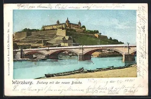 AK Würzburg, Festung mit der neuen Brücke