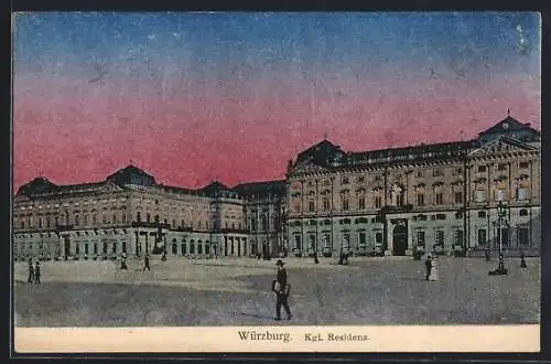 AK Würzburg, Blick zur Kgl. Residenz