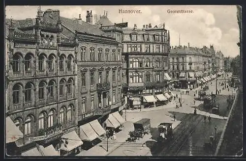 AK Hannover, Georgstrasse aus der Vogelschau