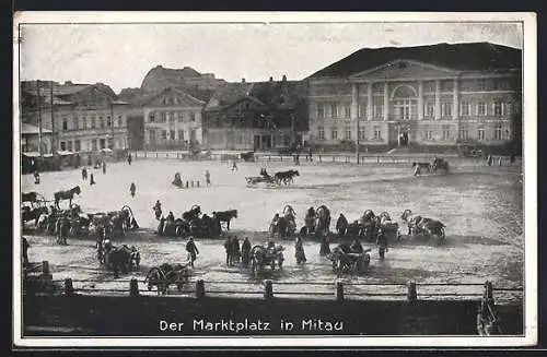 AK Mitau, Der Marktplatz mit Hotel Kurland