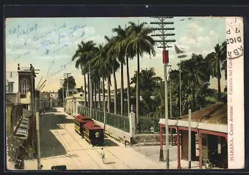 AK Habana, Cerro Avenue, Strassenbahn