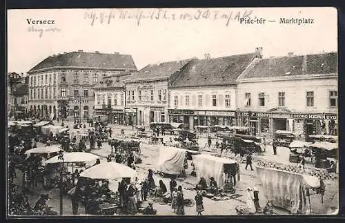 AK Versecz, Marktplatz mit Geschäften