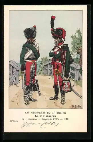 Künstler-AK Les Uniformes du I. Empire, Le 8. Hussards-Hussards-Compagnie d`Elite 1812