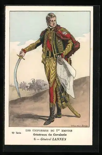 Künstler-AK Les Uniformes du I. Empire, Gènèraux de Cavalerie-Gènèral Lannes